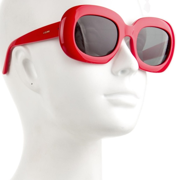 Céline Red New Oversized Oval Acetate Sunglasses - Picture 1 of 5